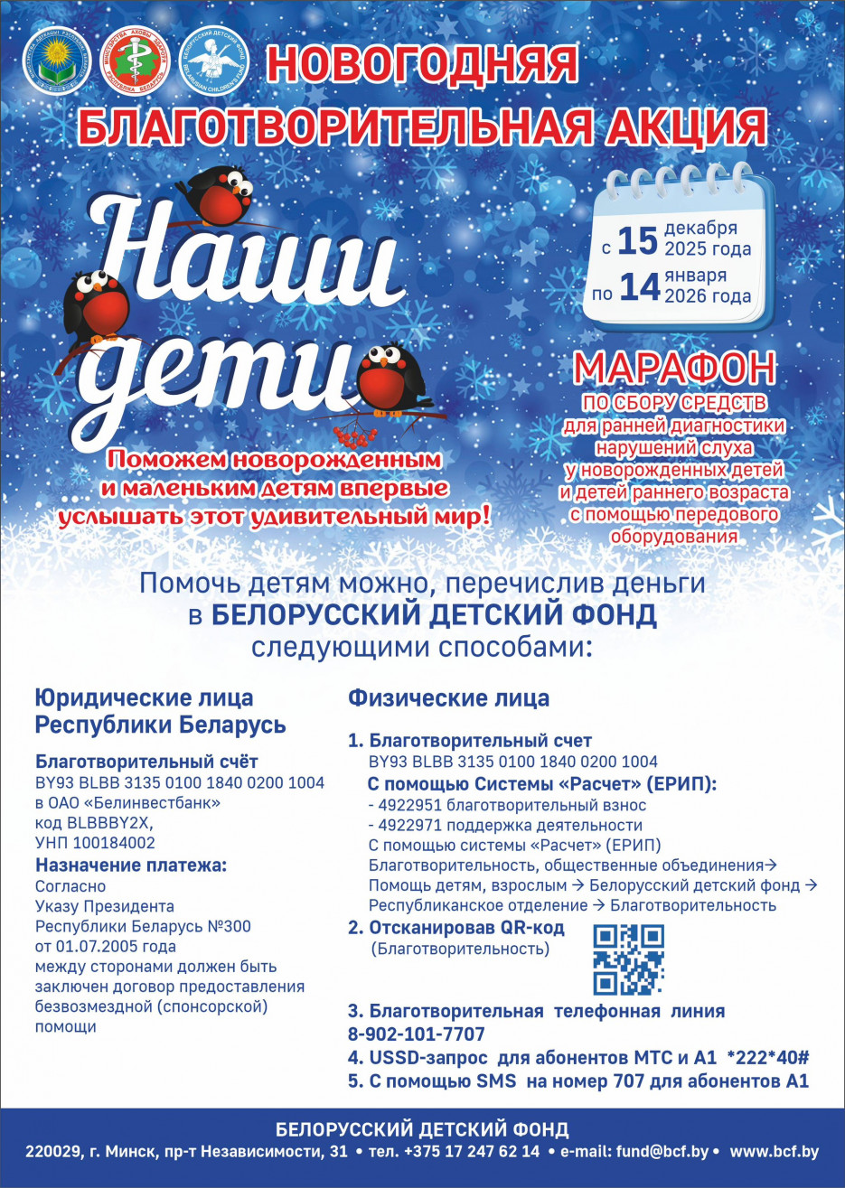 Новогодняя благотворительная акция по сбору средств для ранней диагностики нарушений слуха у новорожденных детей и детей раннего возраста