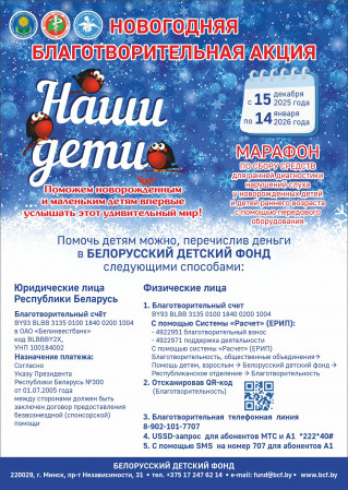 Новогодняя благотворительная акция по сбору средств для ранней диагностики нарушений слуха у новорожденных детей и детей раннего возраста